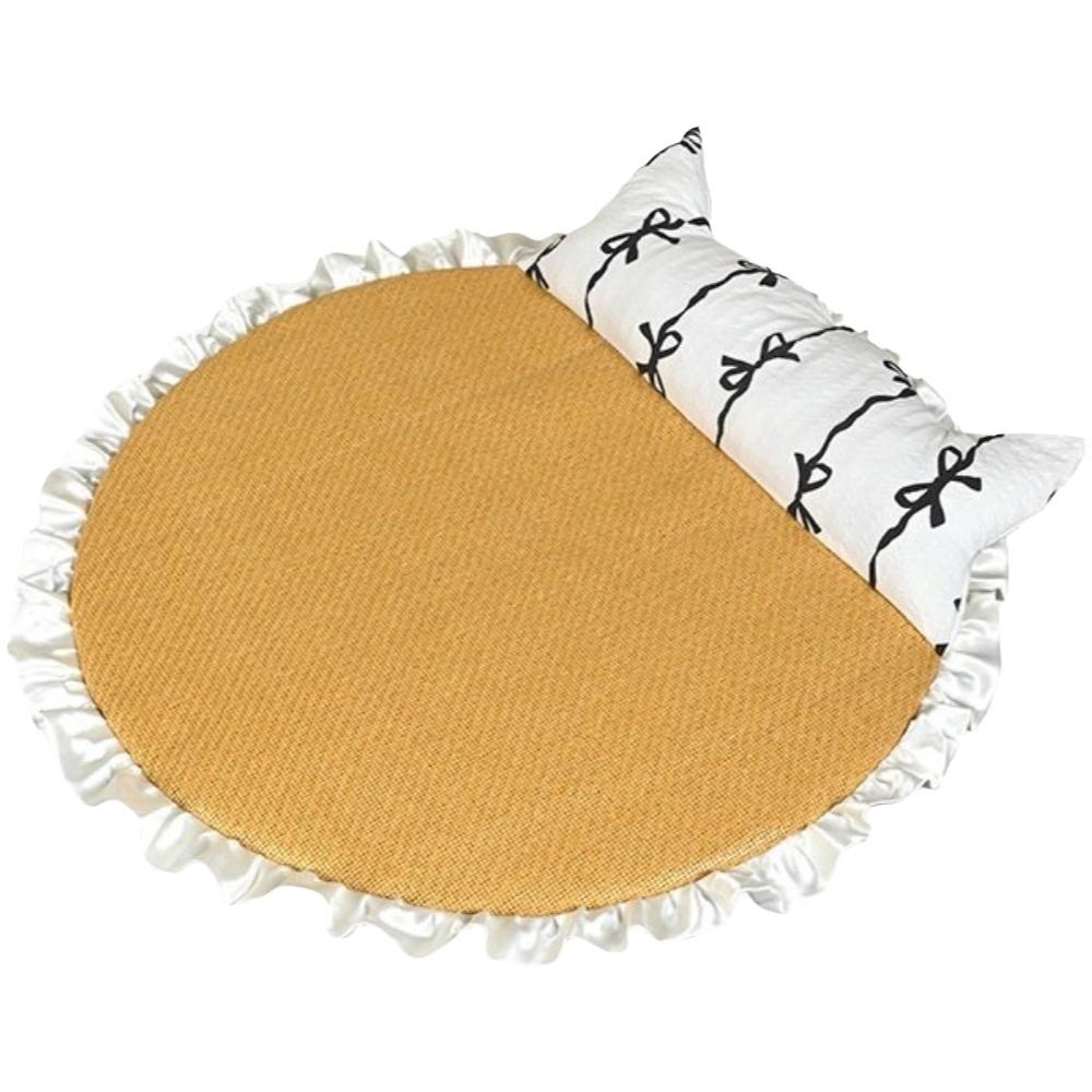 Removable Pad Pet Cooling Mat with Pillow Dog Nest Mat Sleeping Cushion Dog Sleeping Mat  Summer 17.72x17.72 in чёрный