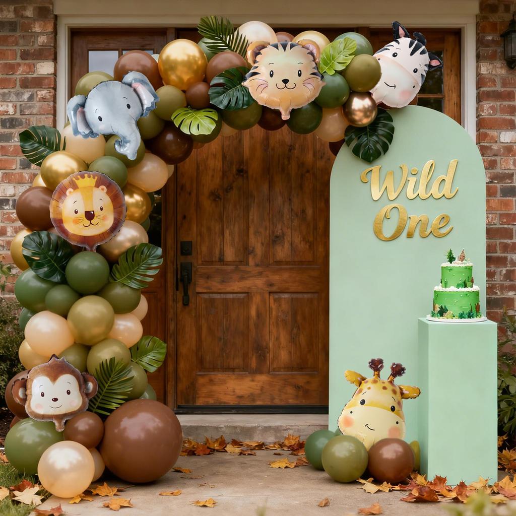 Jungle Animal Head Foil Balloons Wild One Birthday Party Decorations Kids Favors Safari Animals Balloons Baby Shower Supplies