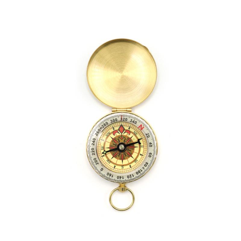 

1Pc Brass Compass G50 Pocket Watch Retro Flip Compass Outdoor Mountaineering Multifunctional Luminous with Cover