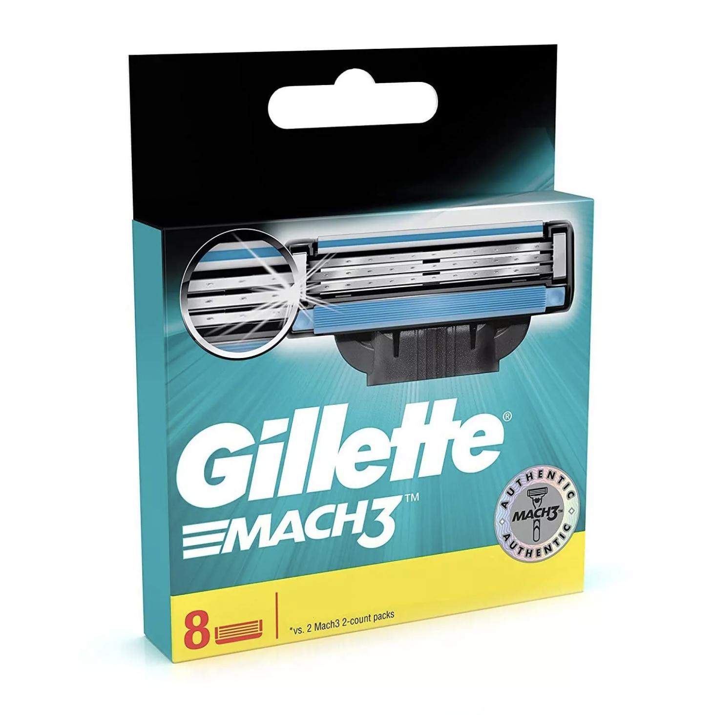 

Набор бритвенных кассет с 3 лезвиями (8 шт), Mach3 Shaving Blades Set of 8, Gillette