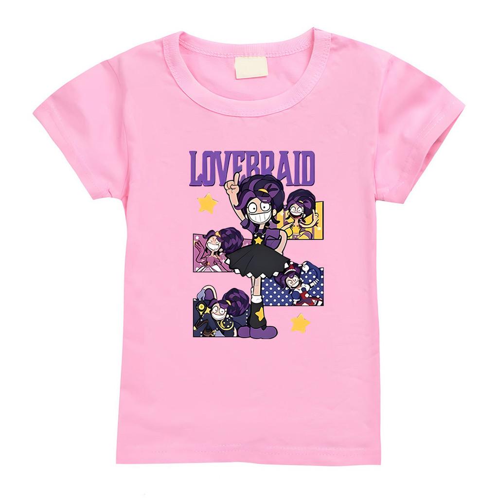 4143 Kids Girls Lily Lovebraids Print Short Sleeves Cotton T-Shirt