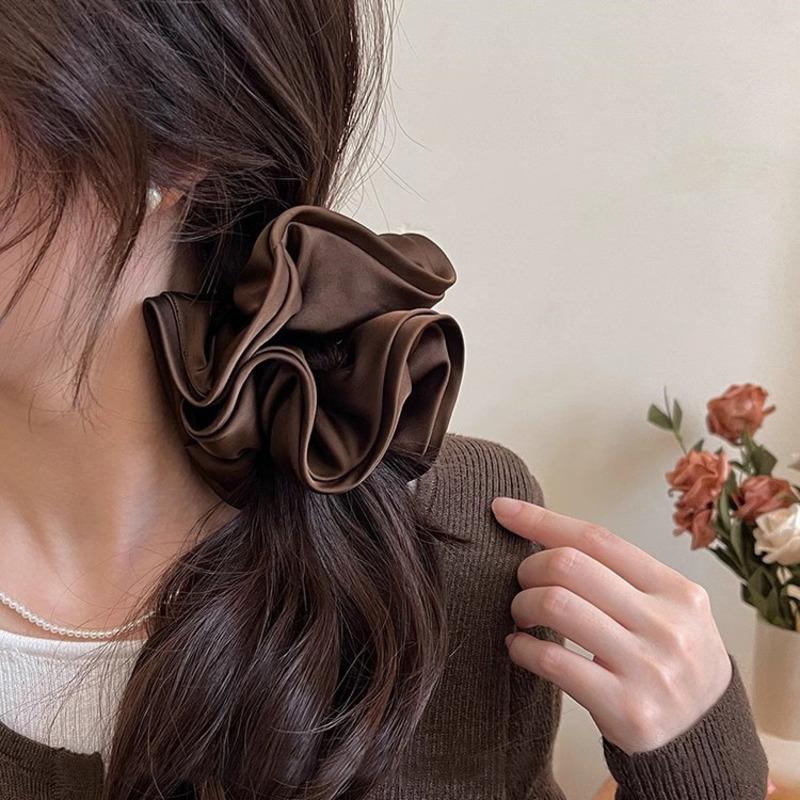 French Satin Large Hair Ropes Headband For Women Simple Oversized Elastic Hairband Scrunchies Hair Ornament Ponytail Headwear
