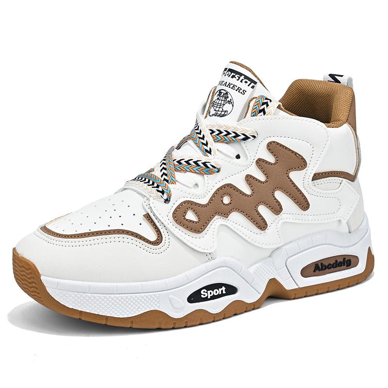 

Модные мужские высокие туфли для скейтборда, осенне-зимние студенческие спортивные ботинки для бега, прогулочные и дорожные кожаные кроссовки с высоким вырезом 44