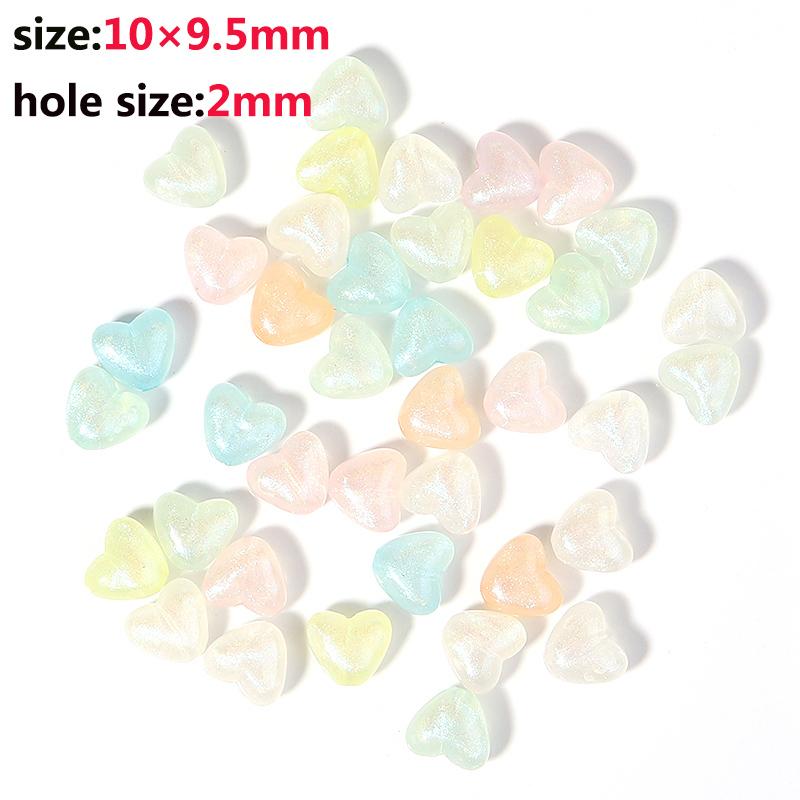 

100Pcs/Lot Acrylic Beads Translucent Plated Candy Color Love For Heart Five-pointed Star Loose Beads DIY Jewelry Bracelet As picture