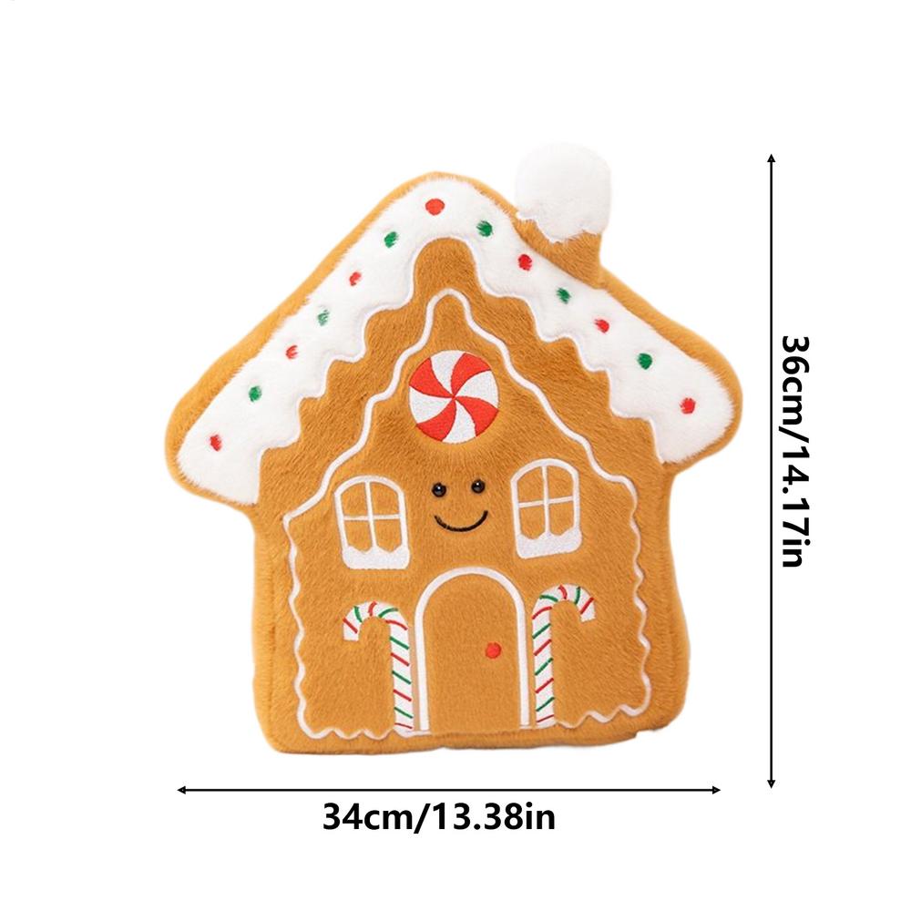 Christmas Throw Pillow Gingerbread Plush Cushion Holiday Theme Decor Soft Sofa Cushion for Bedroom Dorm Living Room Kid Room