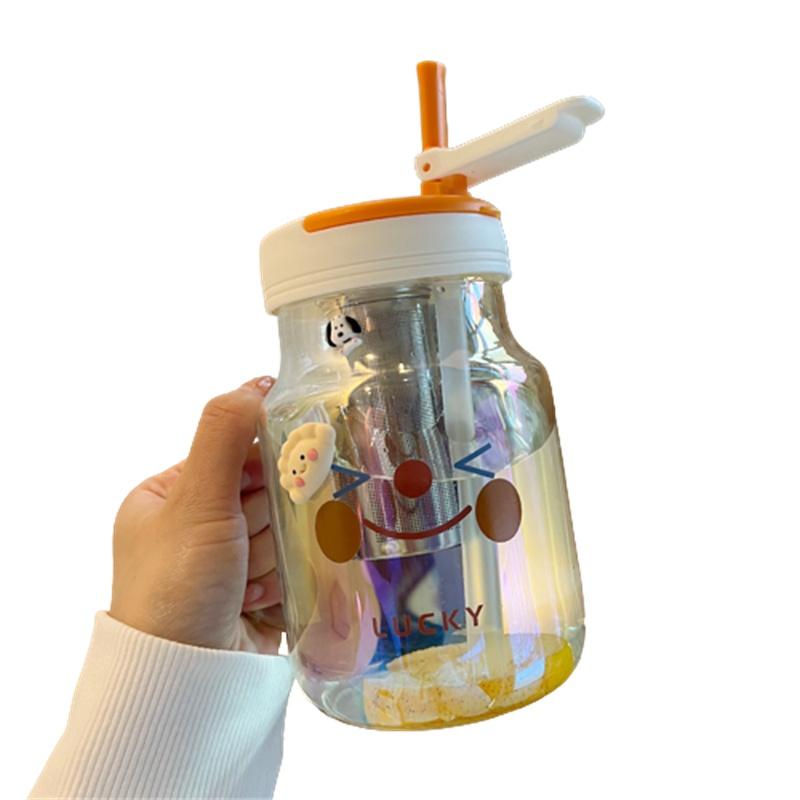 Stilvolle und langlebige Glastasse für Frauen, hohe Temperaturbeständigkeit, Tee-Trennung, Griff inklusive