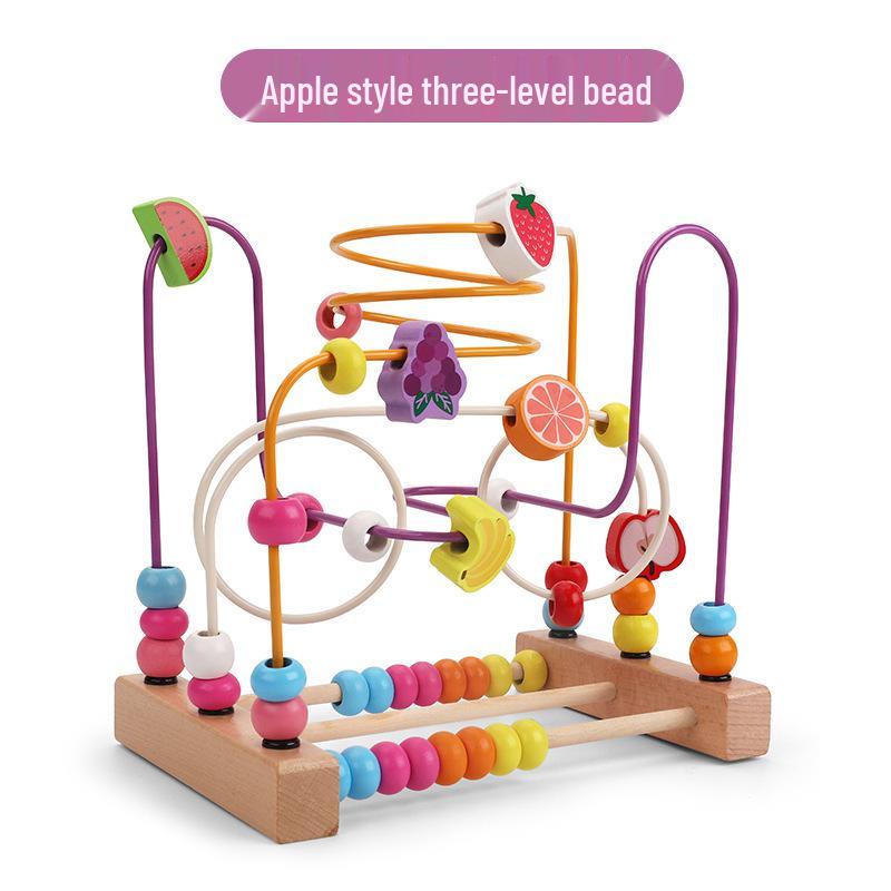 Wooden Stringing Beads for Toddlers 1-3: Animal & Fruit Blocks for Early Education & Hand-Eye Coordination