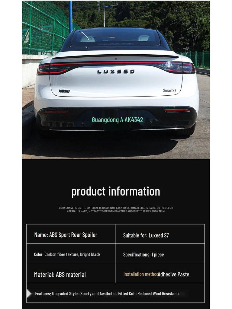 Seamless Sport Kit Rear Spoiler for Chery S7 - Premium Car Accessory