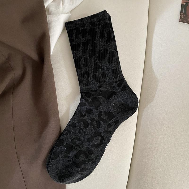 Spotted Leopard Print Women Socks Cotton Terry Tube Thickened Warm Socks Cotton Korean Japanese Style