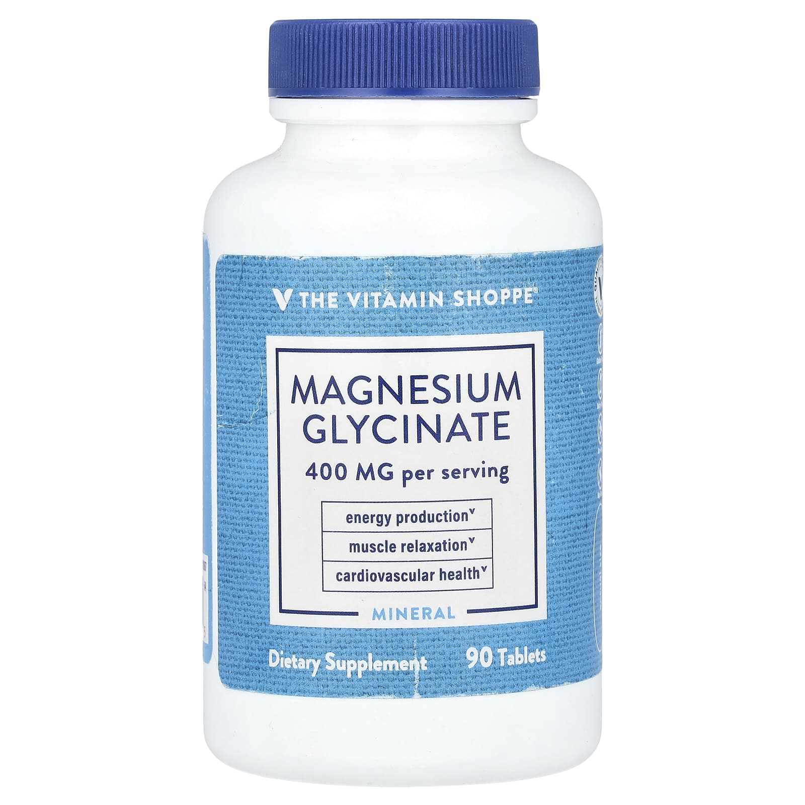 

The Vitamin Shoppe, Magnesium Glycine, 400mg, 90 tablets (200mg per tablet)