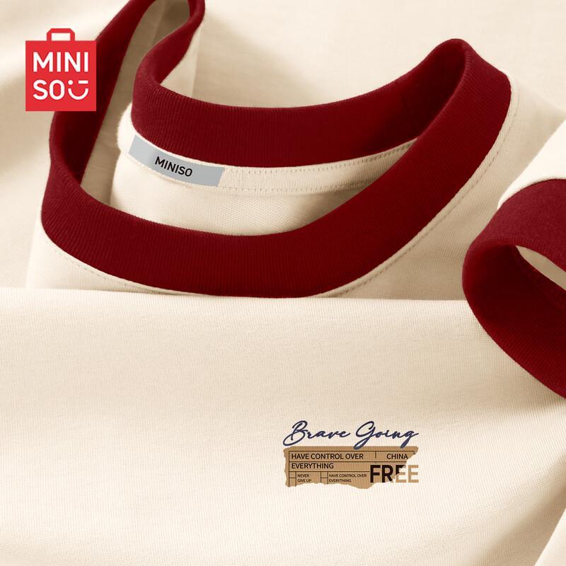 

MINISO Men s Heavyweight Color-Block Cotton T-Shirt 2XL