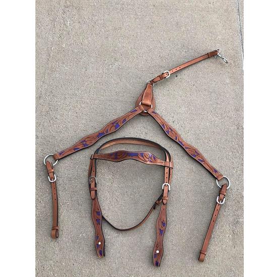 Horse Show Saddle Tack Bridle Western Leather Headstall Breast Collar