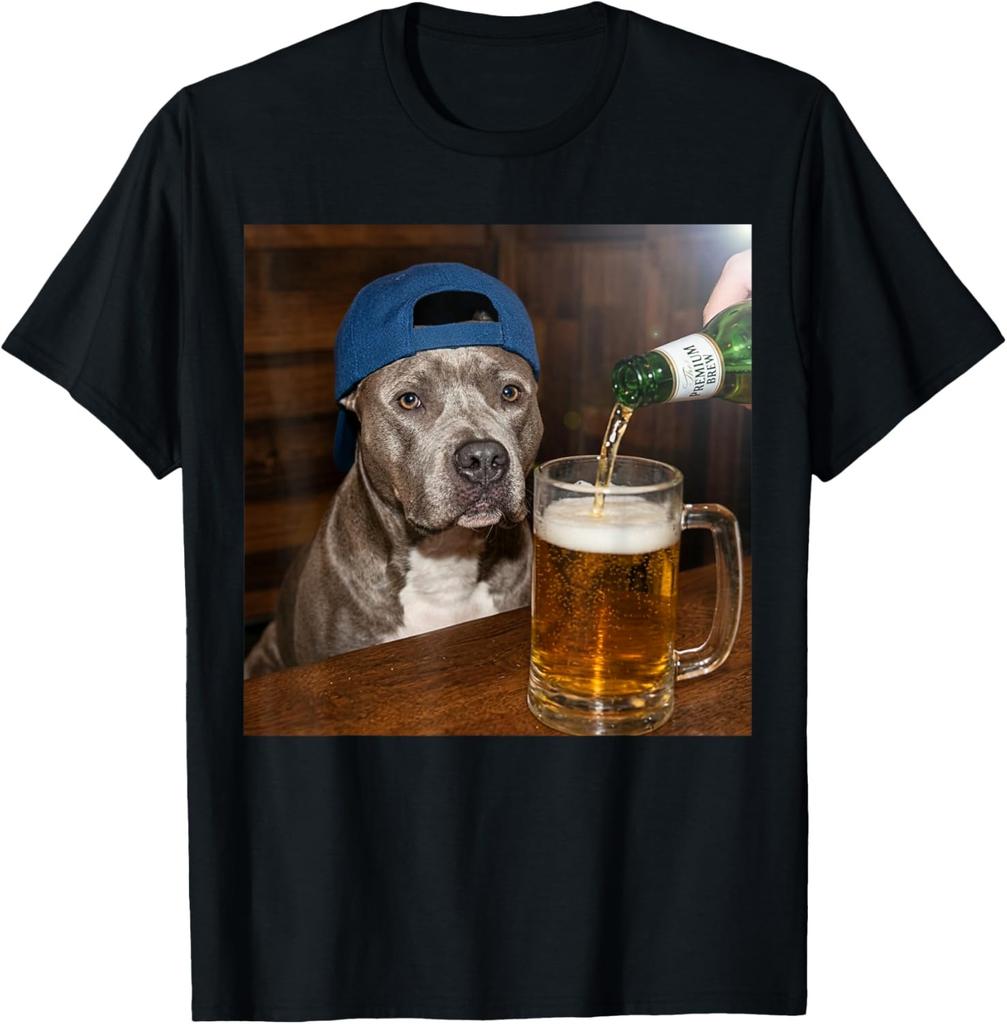 Pit Bull Drinking Beer Funny Dog Meme Unisex T-Shirt