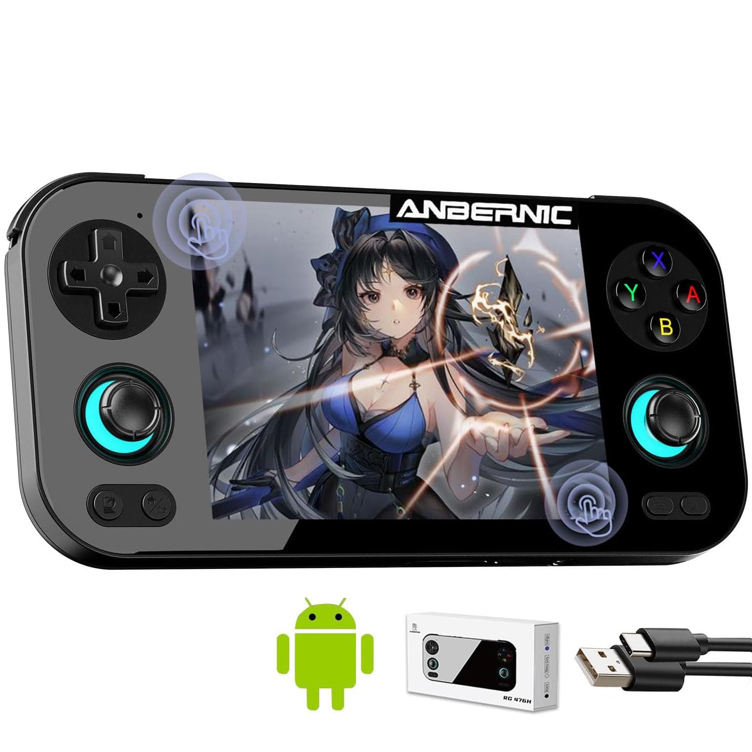 

ANBERNIC RG476H Система Android 13 4,7-дюймова сенсорна портативна ігрова консоль з WiFi/Bluetooth (RG476H Чорний)