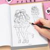 32 Seiten Comic Zeichenbuch für Mädchen Anfänger Schritt für Schritt Cartoon Kunst Skizzenbuch Süßer Stil