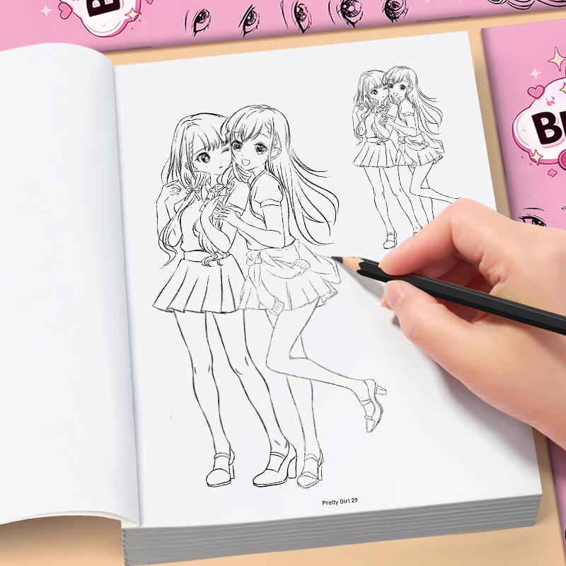 Libro de Dibujo de Cómics para Niñas 32 Páginas Libro de Bocetos de Arte de Dibujos Animados Principiantes Libro de Trabajo de Dibujo Paso a Paso