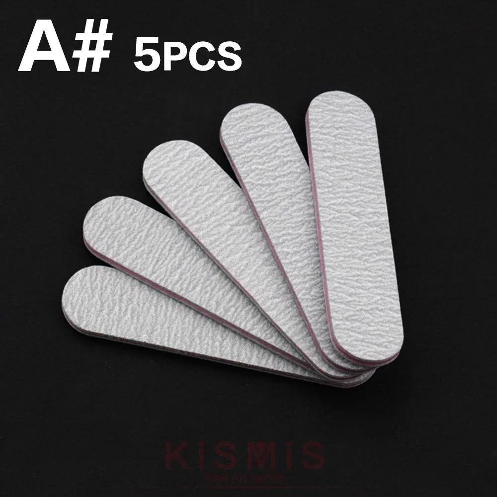 5PCS Manicure Tools Purple Core Gray Sanding File Half Moon Prong Straight Wide Nail Files