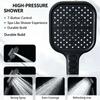 Large Panel Shower Head 7 Adjustable Modes High Pressure Boost One Click Shut Off with 1.5M Hose and Wall Bracket Set