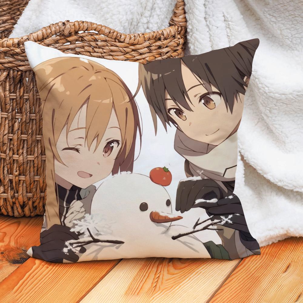 Sword Art Online Asuna&Kirito Pillow Case Home Decoration Cushion Cover Suitable For Office Sofa Bedroom Car