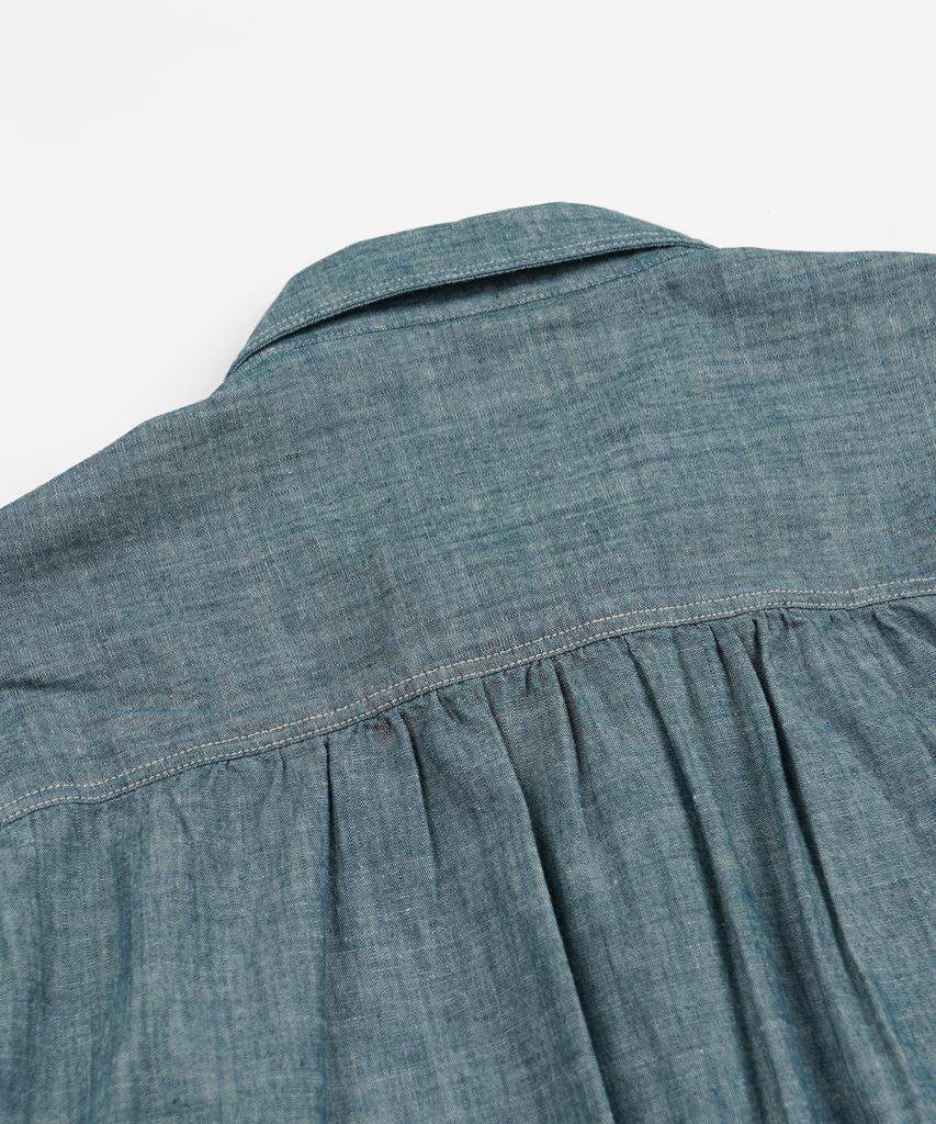 FRIZMWORKS Kuroki Chambray Half Zip Shirt _ Washed Blue