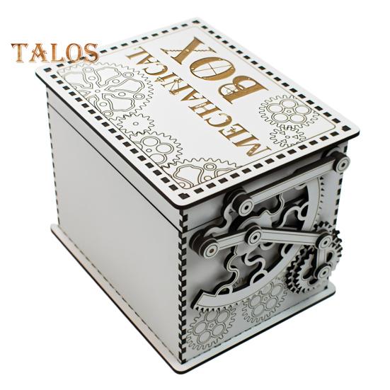 Wooden Mechanical Box Storage Box with Gears Interactive Jewelry Box for Rings Bracelets Mechanical Enthusiasts Gift