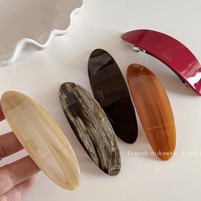 French Style Oval Acetate Low Ponytail Hair Clip - Versatile Spring Clip Accessory