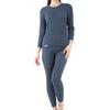 Hidamari Chomolungma Top and Bottom Set Sleeve Crew Neck Innerwear Made In Japan Women's (Long + Tights) (JP, Alphabet, L, Standard, Navy)