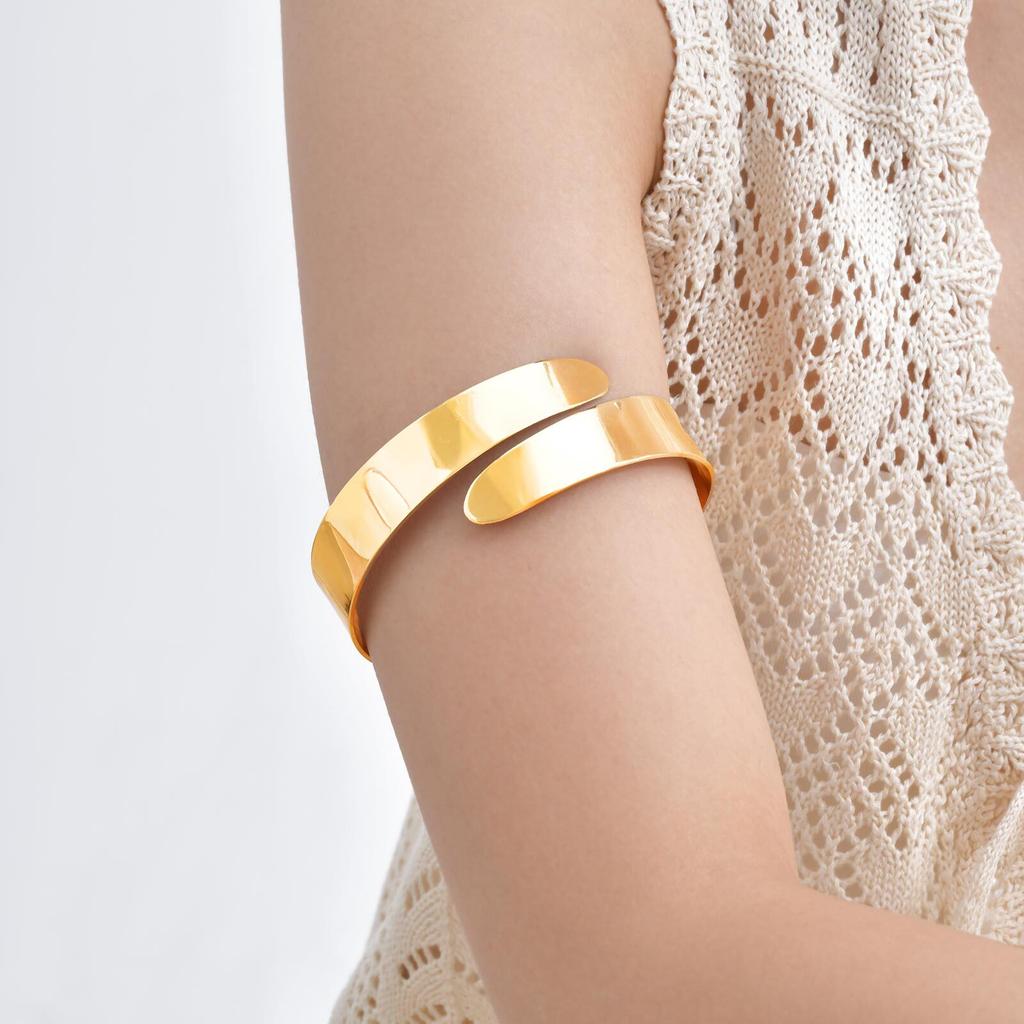 Edelstahl Oberarmband Manschette Armbänder für Damen Mädchen, Boho Armband, Verstellbares Oberarm Armreif