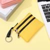 3 Zippers Canvas Coin Purse Women'S Mini Wallet Solid Change Purses With Keychain Money Bags Coin Key Storage Bag Card Holder