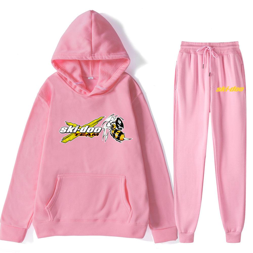 

Autumn Winter Ski-Doo Team Logo Printed Hoodies Sweatpants Set Fashionable Casual Warm Sports Long Sleeved Pants Men s Sport Wear L рожевий