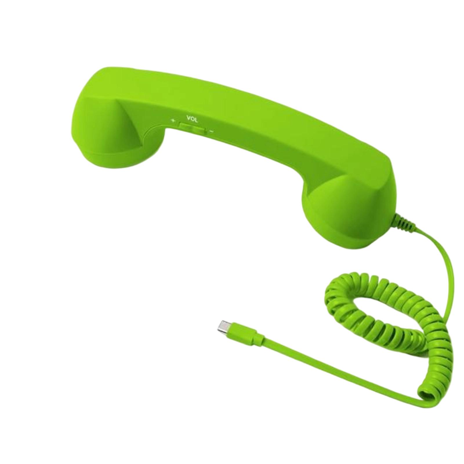 Retro-Telefonhörer-Ohrstück mit Stecker für Mobiltelefon und Festnetz One Size grün