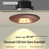 New Chinese Style Walnut Wood Cylinder Recessed Spotlight - Anti-Glare Ceiling Light for Entrance & Living Room Atmosphere