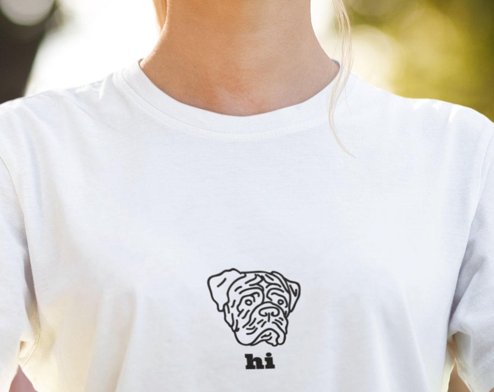 Eco Friendly Sad Dog Hi T Shirt. Sustainable Vegan Dog Print Tee. Cool Vegan T-shirt S
