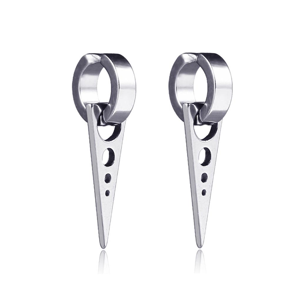 Set di 2 orecchini a cerchio pendenti con catena lunga a croce in acciaio inossidabile per uomo donna Regali Tono Nero/Argento