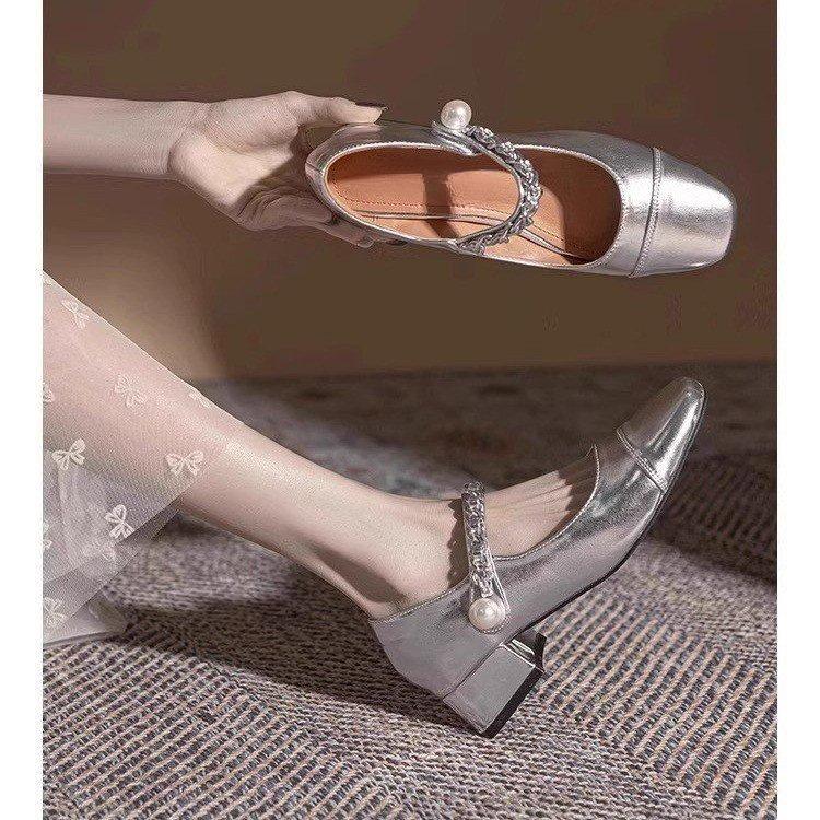 French light mouth small fragrant ballet shoes women's silver egg roll shoes women's flat beanie shoes light mouth single shoes princess shoes