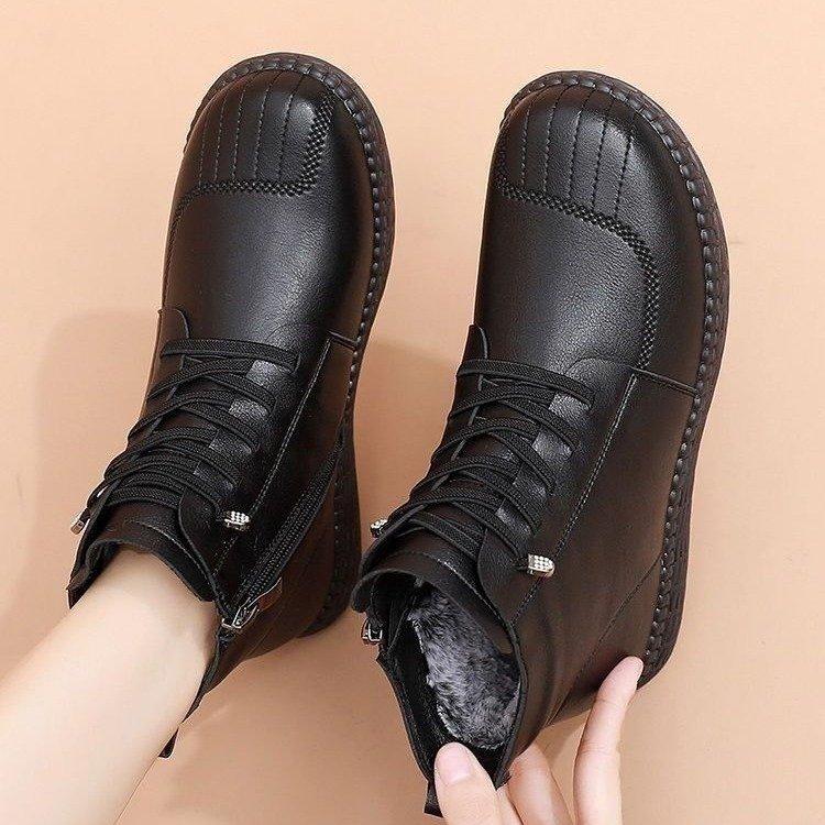 Shoes Winter Velvet Warm Medium and Short Boots Children Non-slip Soft-soled Women's Shoes Flat-soled Elderly
