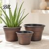 Planters for Flowers Retro Flower Pot with Saucer, Bronze Finish Plant Drainage Holes, Pots Succulents Breathable Thickened Plastic Planter