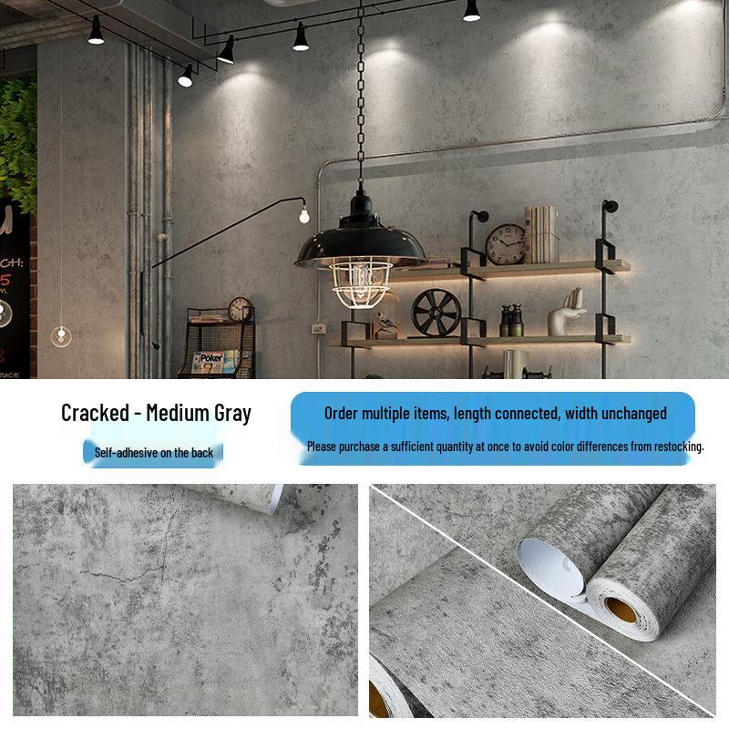 Industrial Style Dark Gray Mottled Texture Self-Adhesive Waterproof Wallpaper