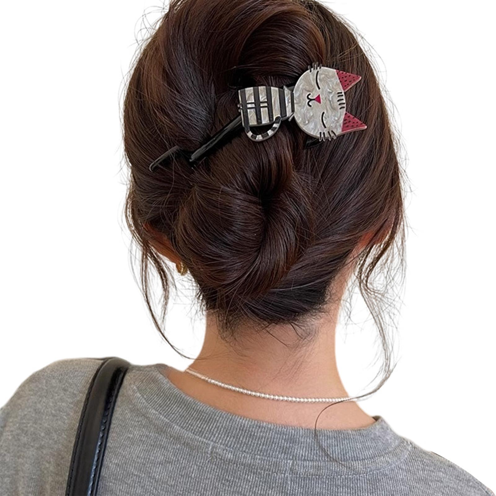

Cartoon Cat Shape Barrettes Creative Vintage Cute Gripper For Women Girls Student Pan Hair Low Ponytail Fixed Twist Clip 1pc