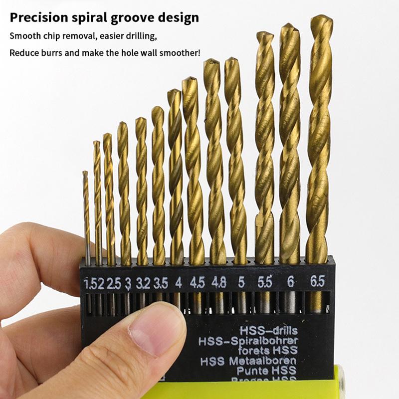 13Pcs 1.5Mm-6.5Mm Twists Drill Bit Set Metric Drill Kit Woodworking Metal Bit Tools For Ceramic Tile Glass Marble Concrete