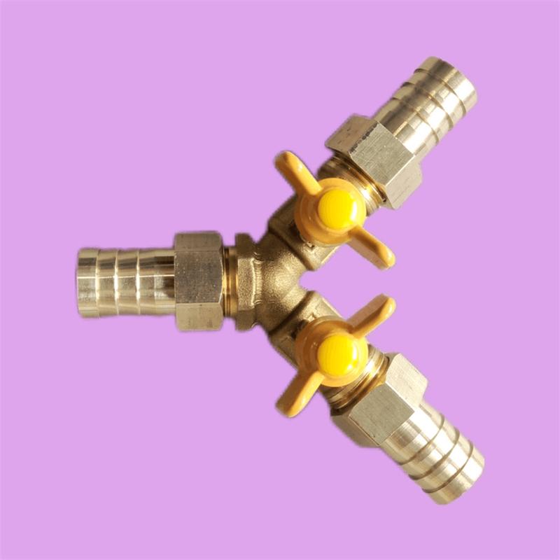 Brass Push-to-Connect Ball Valve Reducing Tee for Water Pipes (Sizes: 6/8/10/12/14/16mm)