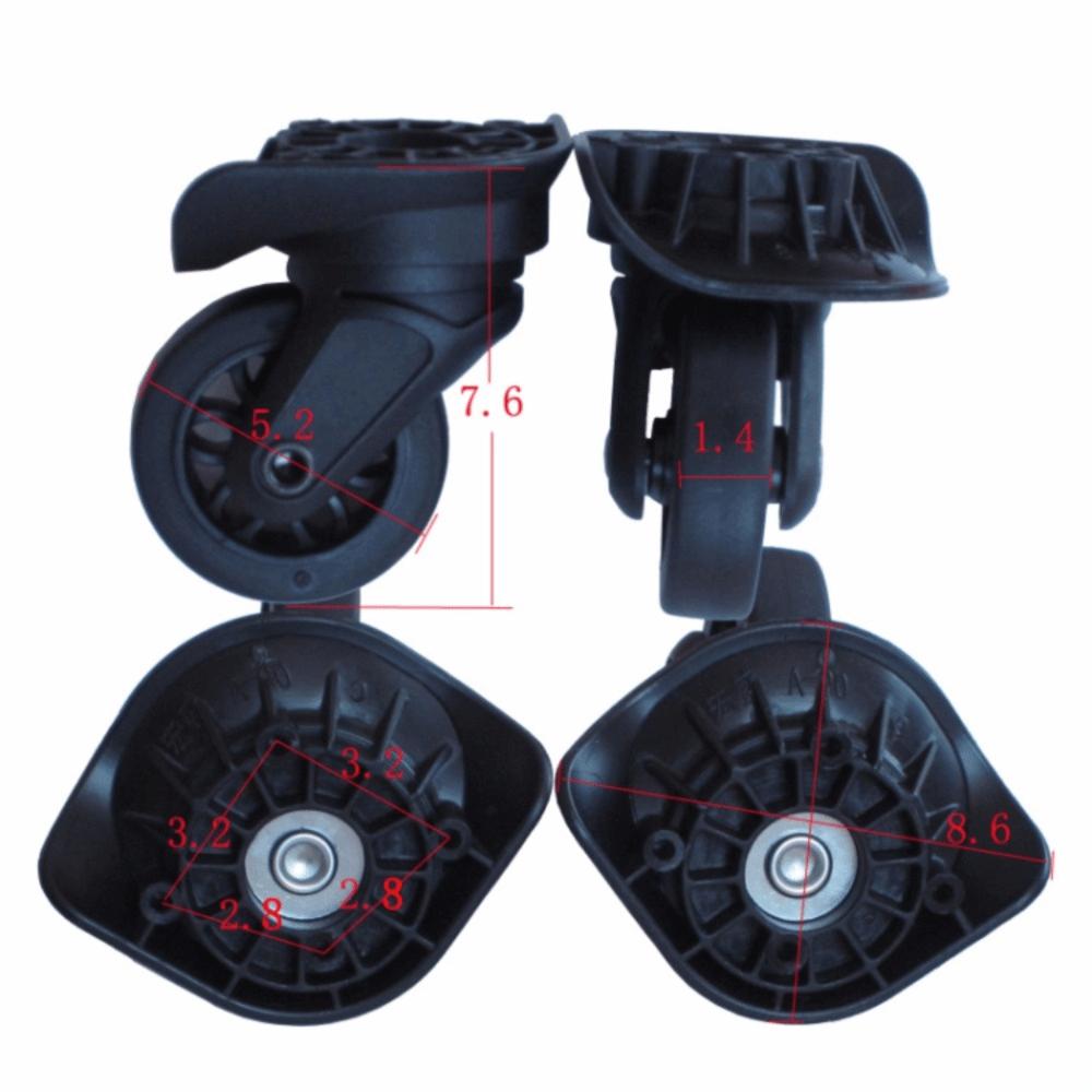 1 Pair PP+PET Roller Mute Suitcase Wheels 360 Degree Swivel Black Replacement Casters Suitcase Replacement Wheels