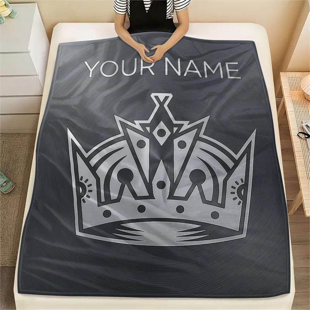 Custom Name,Los Angeles Kings Printed Flannel Blanket, Soft Throw for Bedroom Sofa, Washable, Christmas Present, Great Gift.
