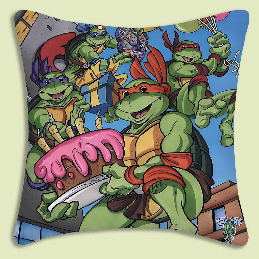 NNinja Turtles Pillow Covers Cartoon Sofa Decorative Home Doublesided Printing Short Plush Cute Cushion Cover
