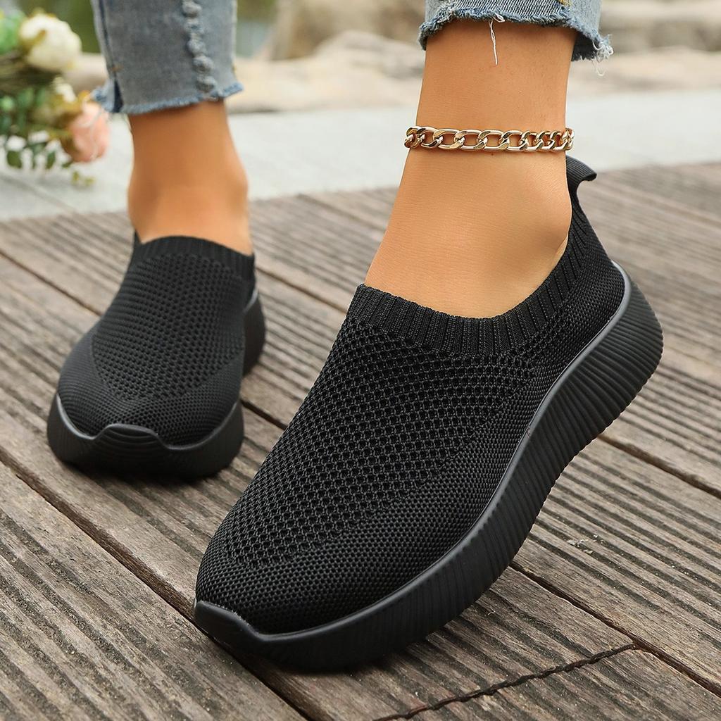 Plus Size Shoes for Women 36-43 Summer Autumn Fashion Slip on Platform Mesh Breathable Comfortable Flats Sneakers Women