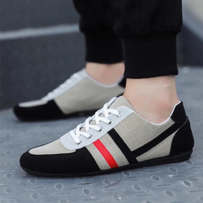 

Повседневная обувь для мужчин Модные мужские лоферы Легкая дышащая мужская обувь на плоской подошве парусиновая обувь мужская обувь для отдыха Para Hombre 39