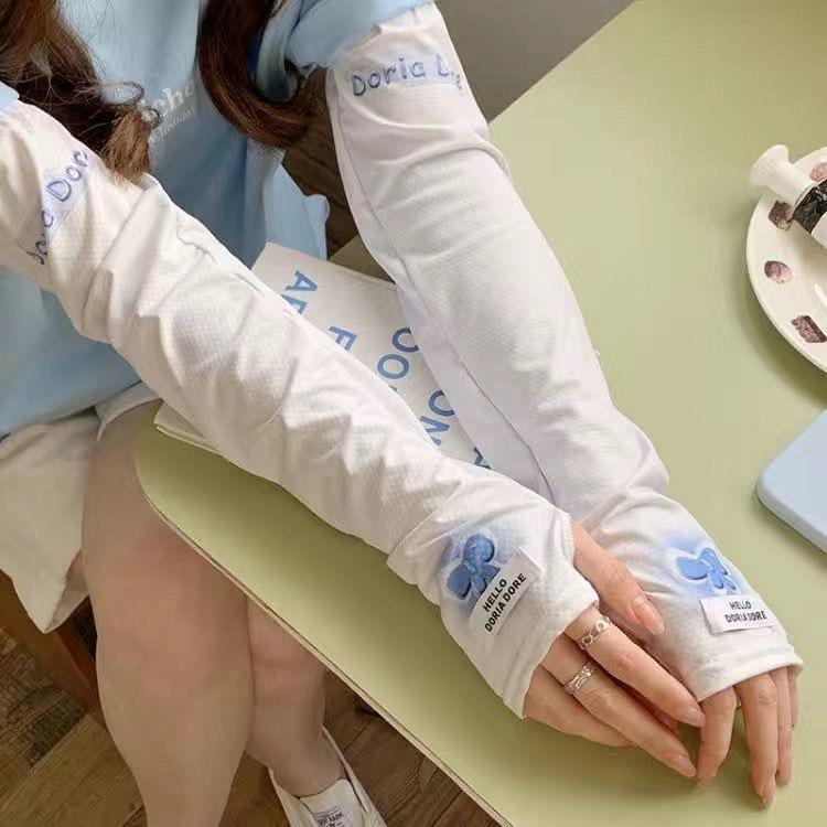 

Summer Ice Silk UV Protection Arm Sleeves with Bowknot for Driving and Cycling