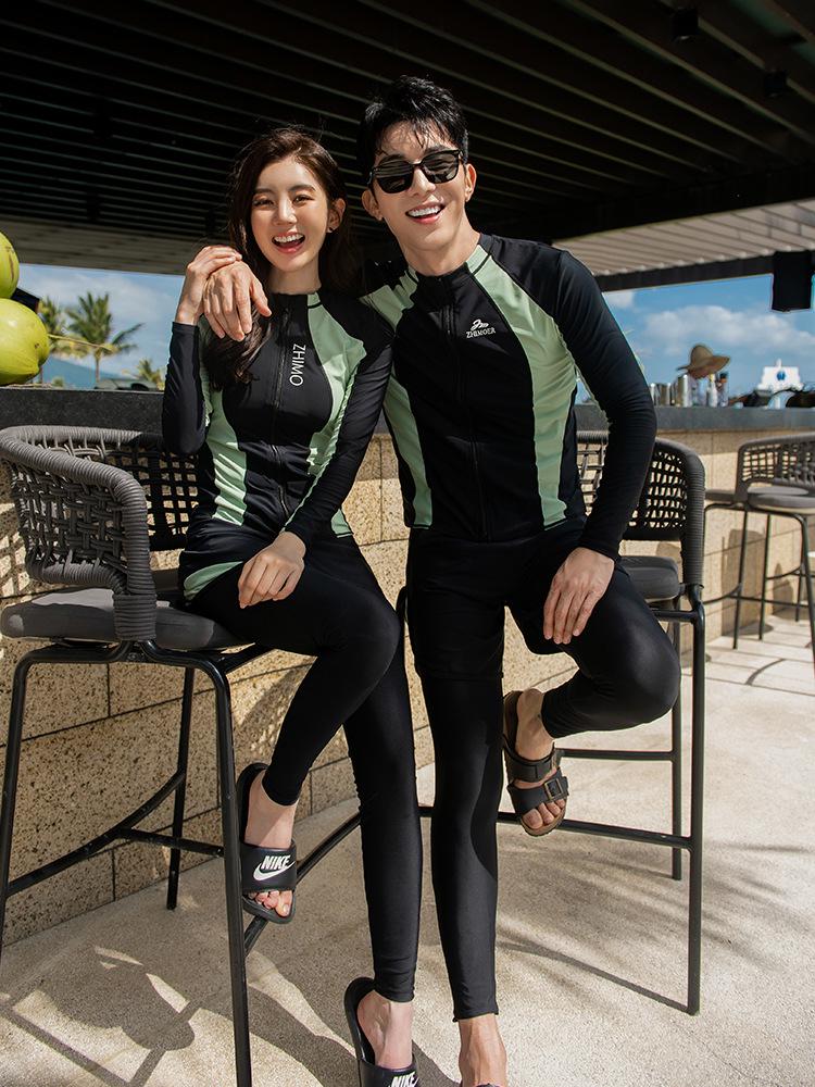 Women's Two-Piece Wetsuit Set - Jellyfish Design, Long Sleeve & Pants, Sun Protection for Surfing & Snorkeling, Men's Options Available