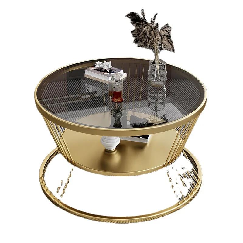 Nordic Toughened Glass Coffee Tables For Home Furniturey Living Room Round Tea Table Light Luxury Household Leisure Side Tables