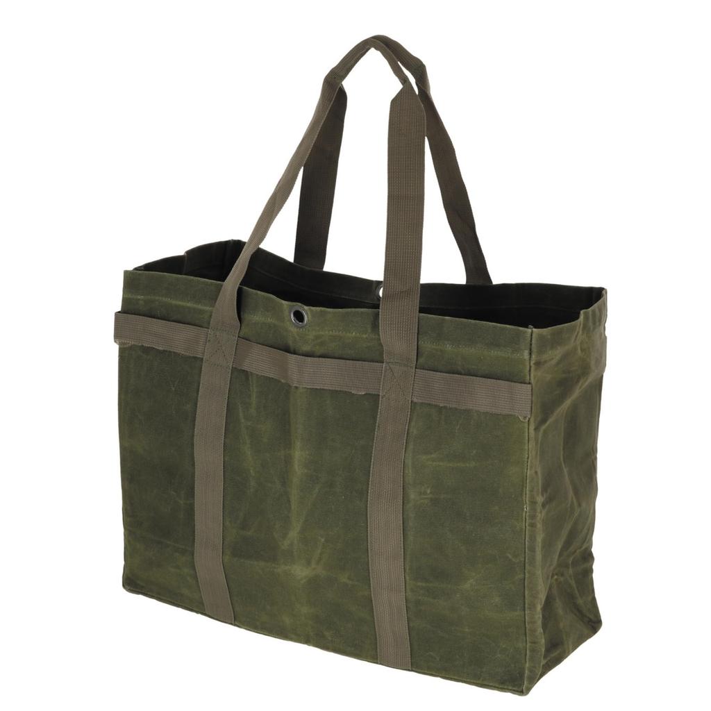 Takagi KANUCHI OUTDOOR Paraffin Canvas Large Tote Bag Khaki Comes with an Eyelet To Tie the Mouth With a Horizontal Loop Durable Water Repellent